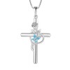 Rocayi Cross Necklace for Women 925 Sterling Silver Butterfly Necklace