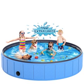 Instraella 79'' Extra Large Dog Pool Foldable Plastic Pool for Large Dogs,1mm Durable and Collapsible Pet Bathing Tub Portable Outside Swimming or Kiddie and Dogs