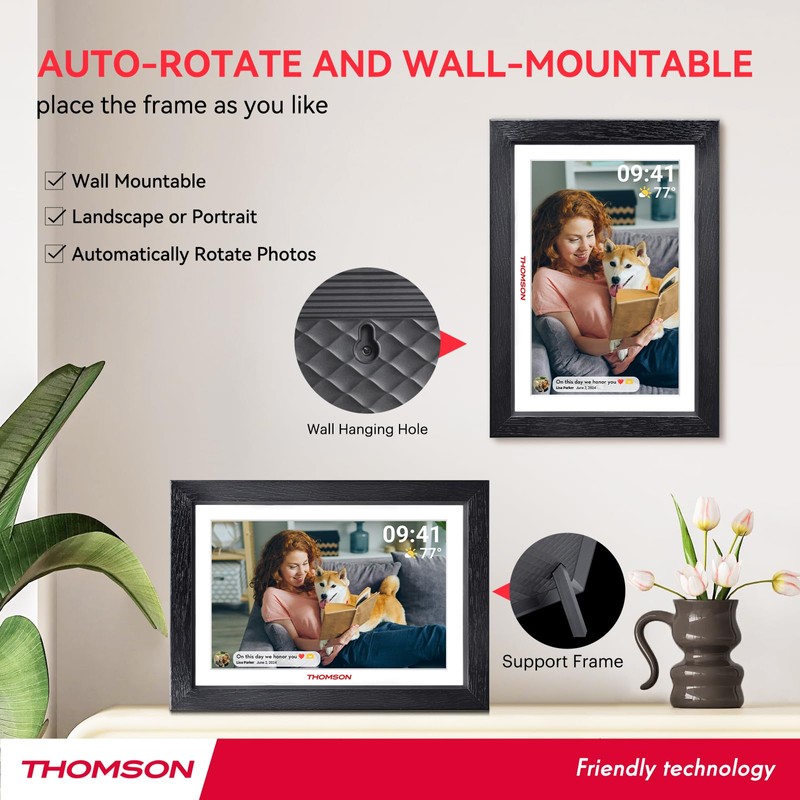THOMSON Digital Picture Frame, Digital Photo Frame WiFi with 32