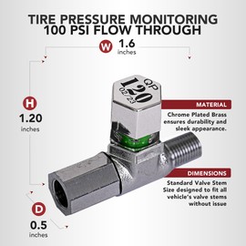 Quick Pressure Flow Through Tire Pressure Sensor Caps – Smart PSI Gauge & Air Detection System, Auto Monitoring for Dual Wheel Vehicles (Semi-Trucks, RVs, Utility & Emergency Vehicles)- 110PSI - 4Pack