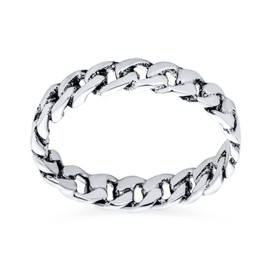 Unisex Solid Braided Celtic Eternity Band Knot Cable Curb Cuban Link Chain Rings Wedding Bands for Women Girls Men Boys .925 Sterling Silver 3MM