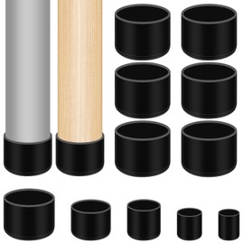 Hilitchi 20PCS Round Furniture Leg Caps 1.5" x 1.18" Anti-Slip Chair Leg Floor Protectors Vinyl Flexible Chair Leg Floor Protectors for Chair Table Bed(Black)