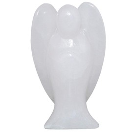 mookaitedecor 3 Inch White Jade Crystal Guardian Angel Gemstone Carved Figurine Statue Home Ornament, Healing Crystal Gifts, Love Peace Lucky Charm Stone Angel for Reiki Chakra Decoration