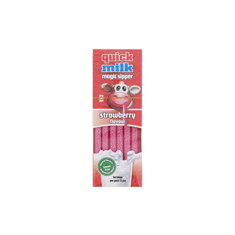 QUICK MILK Magical Sipper 13 Straws - (Strawberry Flavour)
