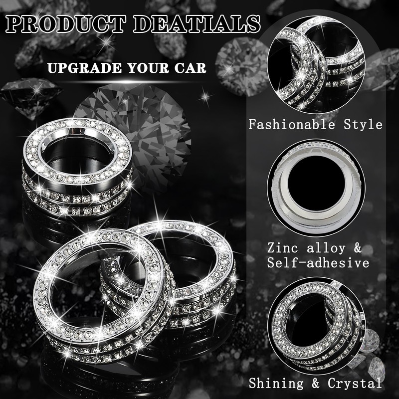 TOMALL Bling AC Air Conditioning Knob Button Cover Compatible with