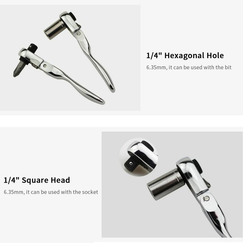 Mini 1/4 Inch Ratchet Wrench, 72-Tooth Reversible Chrome Vanadium Steel