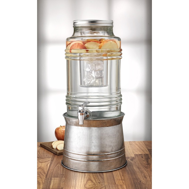 Circleware Breeze Glass Beverage Drink Dispenser with Stand Metal Base