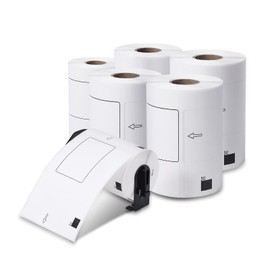 DK-1241 Replace for Brother QL-1110NWB Labels 4x6 for QL-1100 QL-1050 QL-1050N QL-1060N Paper, Large Shipping Address Thermal Labels, 200/ Roll, Die-Cut Paper, 102mm x 152mm, 6-Rolls with 1 Frame