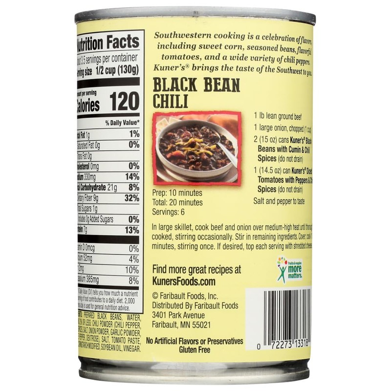 Kuner's Black Beans with Spices, 15-ounces (Pack of12)