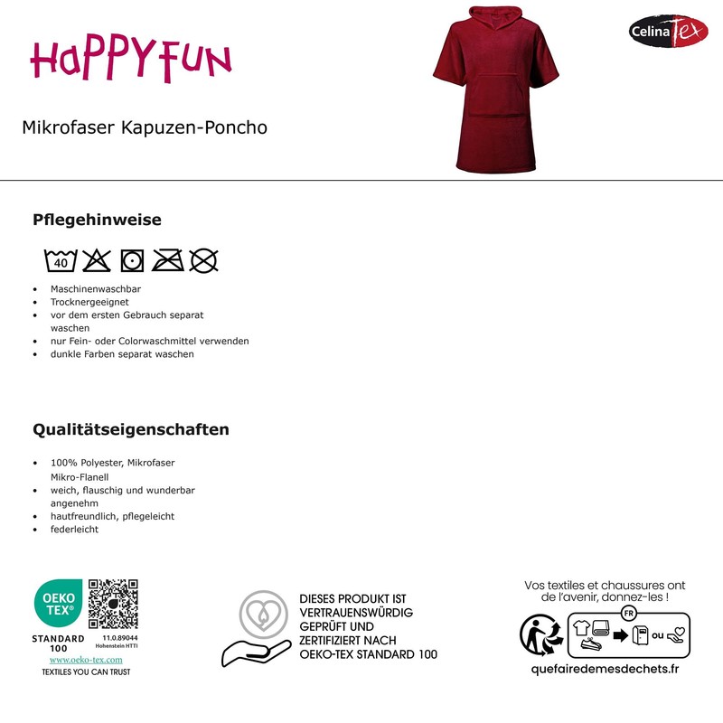 CelinaTex Happyfun Microfibre Poncho, Bath Poncho, Surf Poncho, Hooded Robe,