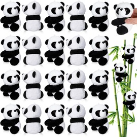 Foilswirl 24 Pcs Panda Party Favors 4 Inch Finger Panda Plush Clips Curtain Holder Stand Note Clip Stand Photo Holder Cute Panda-s Doll Finger Toy for Home Decoration Plant Pots Bonsai Craft