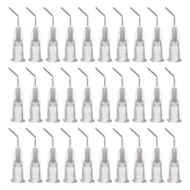sourcing map 100pcs Blunt Tip Dispensing Needles, 22 Gauge 45 Degrees Bent Dispensing Tips 0.45" End Angled Dispenser Needle with Luer Elbow Blunt Needle for Oil or Glue Applicator, Gray