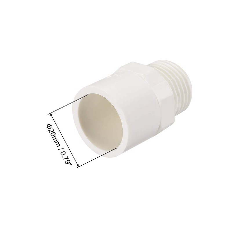 sourcing map 20mm Slip X G1/2 Male Thread PVC Pipe