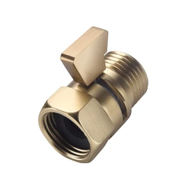 ChuangTim Brushed Gold Shower Head Shut Off Valve, 1/2" NPT Flow Control Valve, Brass Water Pressure Regulator