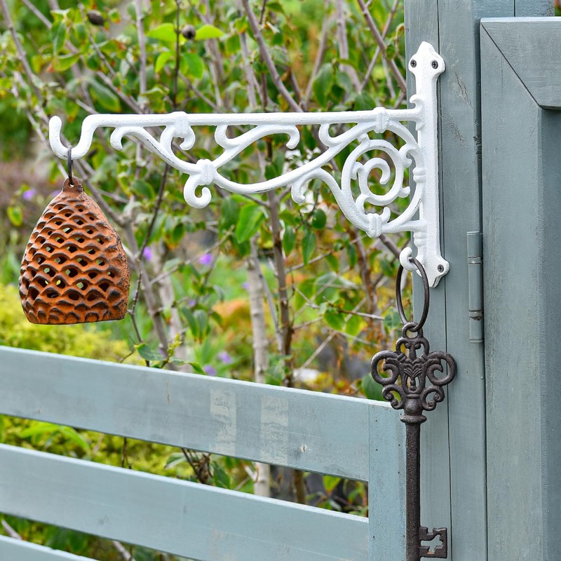 Sungmor Cast Iron Hanging Plant Bracket, 16.5" Large Outdoor Wall