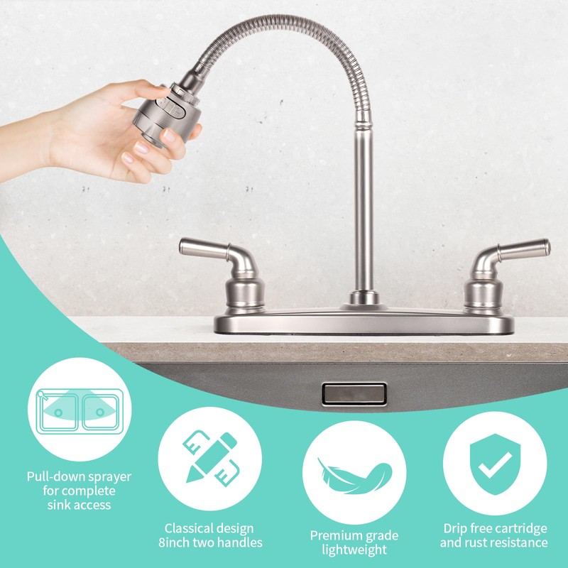 RV Kitchen Faucet Non-Metallic, Flexible Spout for Campers, Motorhomes, Travel