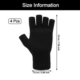 ZPLASK 2 Pairs/4 Pcs Fingerless Gloves, Thermal Fingerless Gloves for Men, Warm Fingerless Gloves for Women, Mens Fingerless Gloves, Winter Knitted Cotton Black Fingerless Gloves for Men Women
