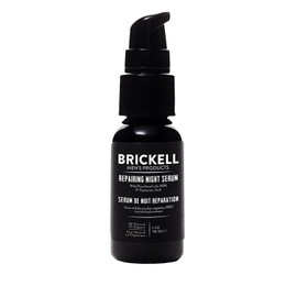 Brickell Men's Anti Aging Repairing Night Serum for Men, Natural and Organic, Vitamin C Face Serum to Repair Damaged Skin Cells, Diminish Wrinkles and Fight Inflammation, 30 ml, Scented