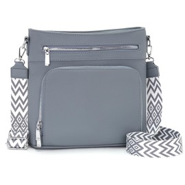 Atgbiem Women's Shoulder Bag Medium Handbag Large Bags Women's Black Crossbody with Wallet Function, grey / blue