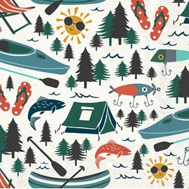 IHR Ideal Home Range - Servilletas desechables de 3 capas de papel para fiesta, 5 x 5 pulgadas, patrón Lake Life, 20 unidades