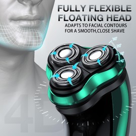 Electric Razor for Men, Rechargeable Shaver with Charging Stand, Cordless Wet & Dry Waterproof Razor with Pop-up Trimmer (Green)