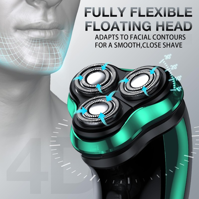 Electric Razor for Men, Rechargeable Shaver with Charging Stand, Cordless