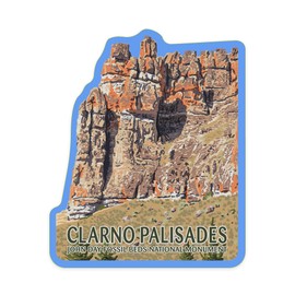 Die Cut Sticker John Day Fossil Beds, Oregon, Clarno Palisades, Contour Vinyl Sticker 1 to 3 inches (Waterproof Decal for Cars, Water Bottles, Laptops, Coolers), Small