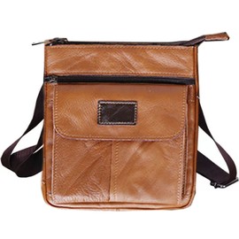 Bearneko Men's Shoulder Bag, Genuine Leather, Crossbody Shape, Thin, Lightweight, Small, Crossbody Bag, Men's Pouch, yellow