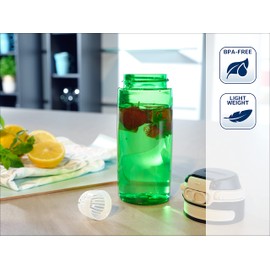Leifheit Tritan Bottle Flip 550 ml, 100% Leak-Proof Sports Bottle, One Hand Opening, Lightweight and Shatterproof Water Bottle, Fruit Filter, Sustainable Water Bottle, BPA-Free, Kiwi