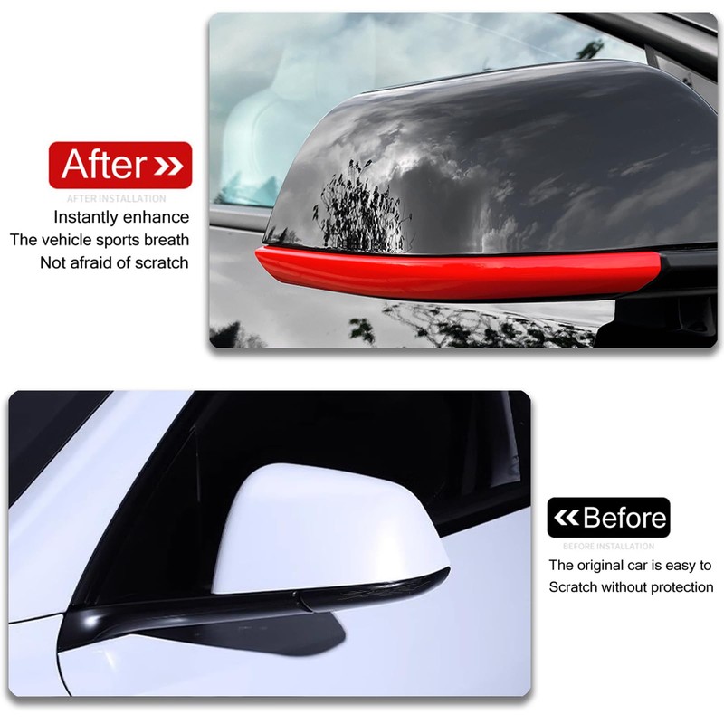 YJMOTOR Fit Ttesl Model Y Side Mirror Trim Strip Compatible