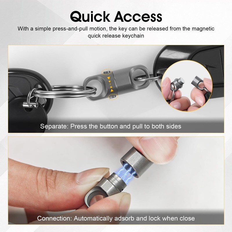 Strong Titanium Magnetic Keychain with 360° Rotation, Small Detachable Key