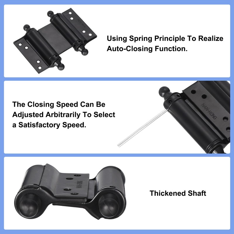 uxcell Spring Hinges, 4Pcs 3" - Double Action Self-Closing Door
