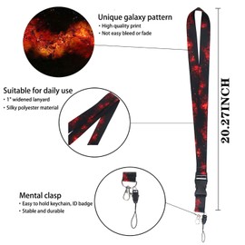 Black Red Lanyard for Keys Keychain ID Badge Holder with Safe Removable Black Buckle & Metal Spring Clip Cool for Guy Adult Teen