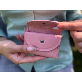 Josephine Osthoff Women's Small Practical Wallet for Coins, Notes and Cards Men's Wallet Small and Slim Made of 100% Genuine Leather, RFID Protection (204), Wild rose, Mini wallet