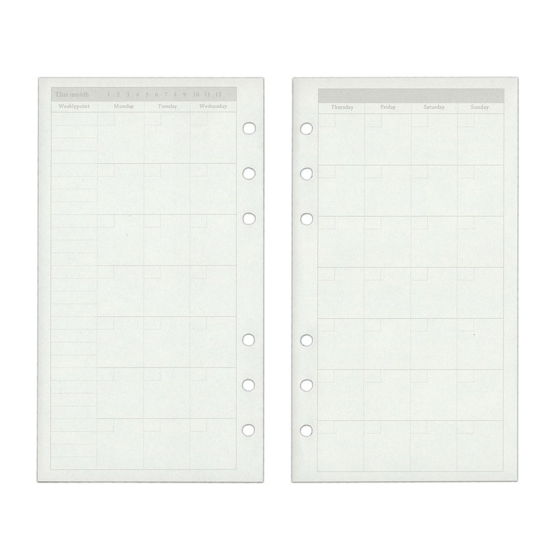 TSUKURIRO Refill Paper, 6 Holes, For Personal Notebook Set (Monthly