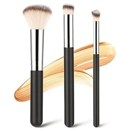 Amaxiu 3 Brochas Para Contorno De Base Brocha Para Base, Brocha Para Corrector Y Brocha Para Colorete, Brocha Kabuki Para Contorno De Ojos Y Nariz... 