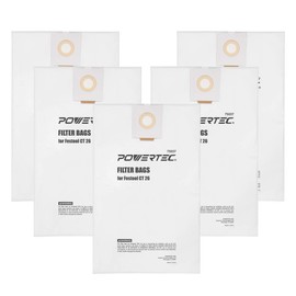 POWERTEC 75037 Filter Bags for Festool 496187 Fits CT 26, 5PK