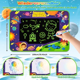 JONRRYIN Water Doodle Mat, Aqua Magic Doodle Mat, Water Painting Mat with Water Pen Tools Stamp Accessories, 100 x 70 cm Painting Mat, Magic Painting Mat for Children Baby Toddler