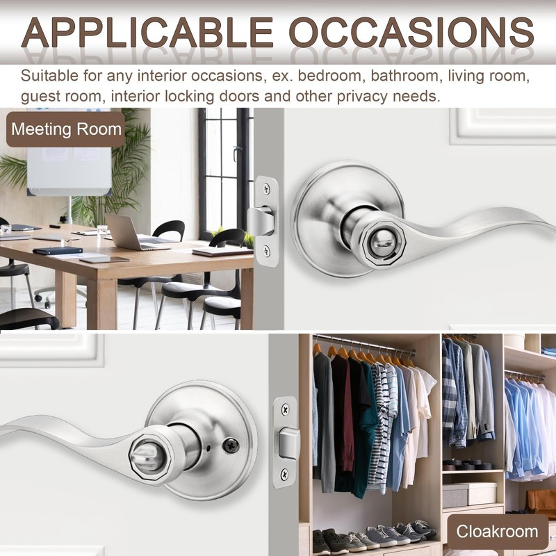 Hasmikit 5 Pack Matte Black Door Handles Privacy Door Levers,