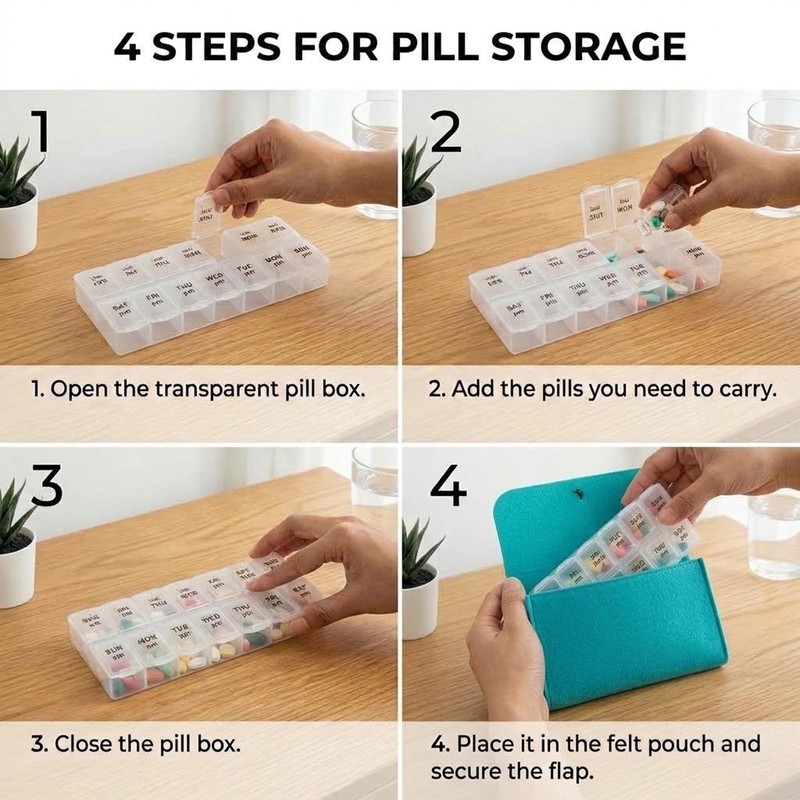 Portable Travel Pill Organizer – Slim Wallet Pill Case for