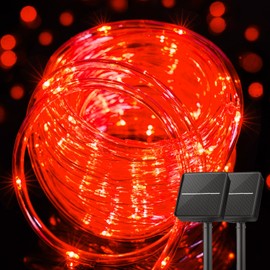 Brightown Solar Valentine String Lights Outdoor Waterproof, 2 Pack Total 78FT 200 LED Solar Rope Lights with 8 Modes, IP65 Waterproof Solar Lights Outdoor, Solar Lights for Outside House Tree, Red