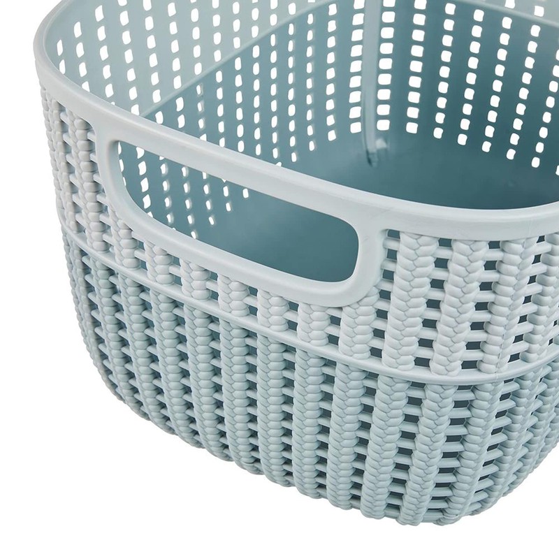 keeeper Storage Basket in Knitted Look, Side Handles, Breathable, Plastic,
