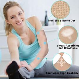 KONSEDIK Lymphedema Medical Compression Arm Sleeve with Silicone Dot for Women Men,20-30 mmHg Graduated Compression Full Arm Support for Edema,Post Surgery Recovery,Swelling(XX-Large,Single)