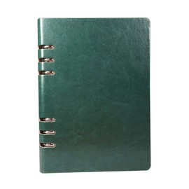 A5 Classic Refillable Notebook Loose Pocket Leather 6 Holes Ring Binder Personal Planner Organizer Notebook Binder Reusable Multi Functional, Dark Green