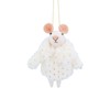 Gisela Graham Wool Mouse with White Coat 13x10x4cm Hanging Tree