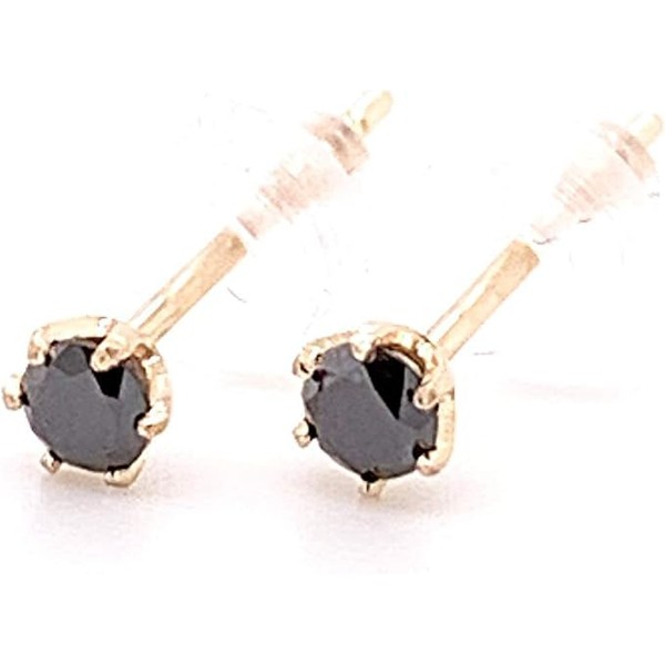KASHIMA K18PG 0.1ct 1 Grain Black Diamond Earrings, pink gold,