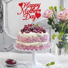 15 decoraciones para tartas con purpurina roja para el día de la madre, decoración para tartas con forma de corazón, accesorios para tartas