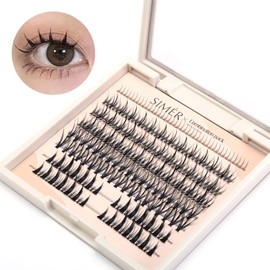 SIMER False Eyelashes 7-13mm Individual Lashes 242 Clusters Lashes Natural Look 4 Types Manga Lashes Extension Kit with Bottom Lashes for Y2K Make Up