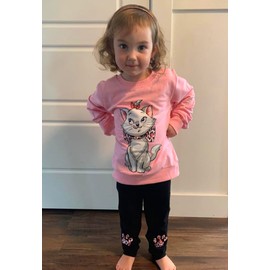 RETSUGO Toddler Girls Clothes 2 Piece Girls Cat Outfit Kitten Sweater Crewneck Sweatshirts and Paw Print Cat Pants Leggings Pink Outfits Kids Tracksuits 8-9 Years old/6691