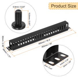 PATIKIL 1U 19 Inch Cable Manager, 4 Pack 24 Slot Horizontal Rack Mount Wire Management Metal Finger Duct Wire Organizer for Network Cabinet, Black